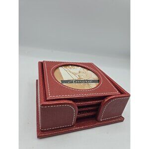 Amora Vegan Leather Picture Frame Coaster Nesting Box Set Of 4